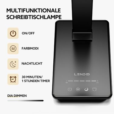 LED лампа настільна LENDOO з двома головками, регульована яскравість 700 люмен, 5 рівнів регулювання, 5 колірних режимів, USB-порт для зарядки та вбудований акумулятор 2000mAh, для дітей, спальні, читання, чорна