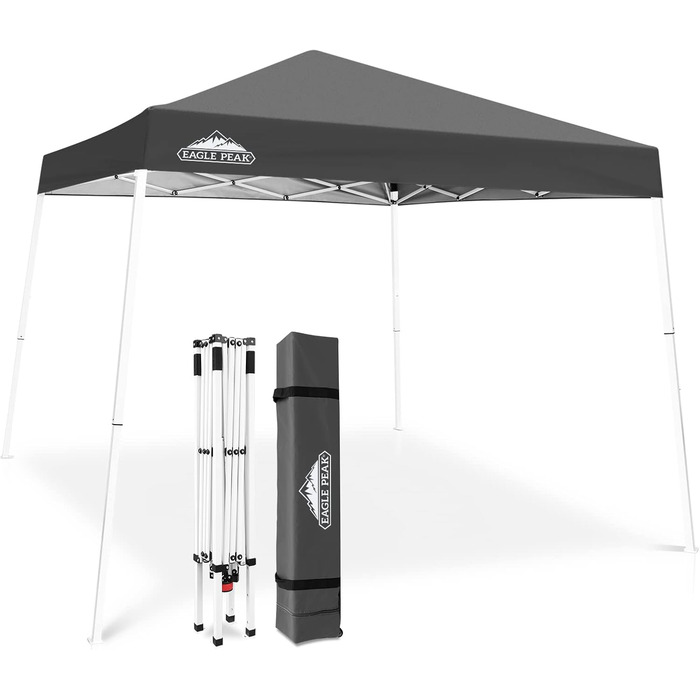 EAGLE PEAK 3x3m Event Tent with Slanted Legs, Pop-up Pavilion for Outdoor Use, UV Protection 50+, Waterproof, Foldable, Folding Gazebo for Camping, Garden, Party, Dark Blue (Gray)