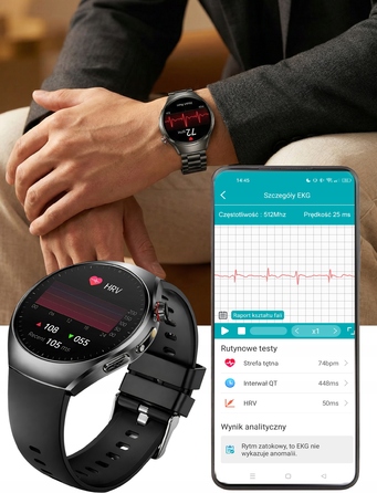 Смарт-годинник Lazird ZEGAREK з функціями ЕКГ, тонометром та глюкометром, чорний