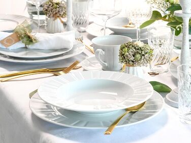 CreaTable Barcelona: 12-Piece Porzellan Geschirrset - Tafelservice, spülmaschinen- und mikrowellengeeignet, Made in Europe