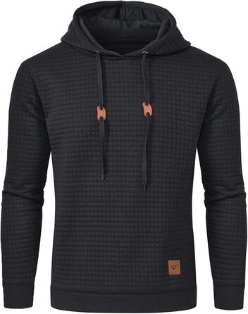 Чоловіча толстовка Tanozer з капюшоном, довгий рукав, в клітинку, чорний (XL)