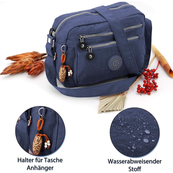 Сумка жіноча через плече ekavale з водонепроникного нейлону - маленька сумка-месенджер для дівчаток (синя)