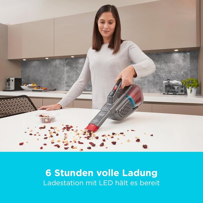 Акумуляторний пилосос ручний BLACK+DECKER BHHV315B-QW Lithium Dustbuster з циклонною технологією та насадкою для щілин, білий/синій