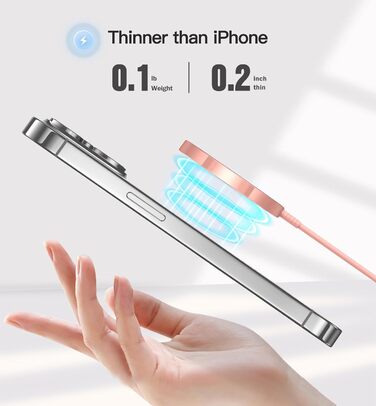 Бездротовий зарядний пристрій MagSafe для iPhone, 15W, 2 шт. (кабель 1.5 м), оригінальна заміна, рожевий