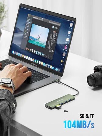 Док-станція Lemorele 2025 Upgrade: USB-C/A, 10Gbps, 3 монітори, 14 в 1, HDMI 4K, Ethernet, USB 3.2/2.0, VGA, Type-C 3.1, PD 100W, SD/TF, для Windows, MacBook (зелена)