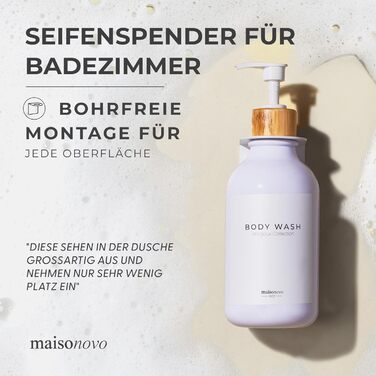 Шампунь MaisoNovo: Набір з 3 флаконів для душу та мила (500 мл) з чорним насосом та білим бамбуком