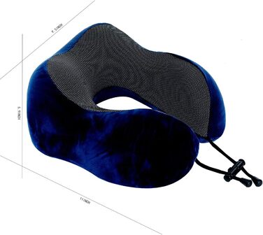 Подушка для шиї з піною Memory Foam, 360-градусна підтримка голови, комфортна та легка, ідеальна для подорожей (літак, авто, поїзд, автобус) та дому, з чохлом (Блакитна)