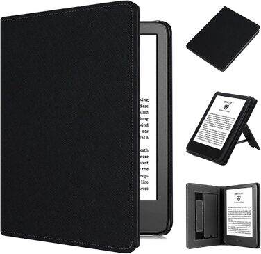 Чохол TOKILO для Kindle 6' eReader (11-те покоління 2024/2022), преміум чохол з PU шкіри з авто-ввімкнення/вимкнення, петлею для руки, складним підставкою та кишеньками для карток, не сумісний з iPad, чорний