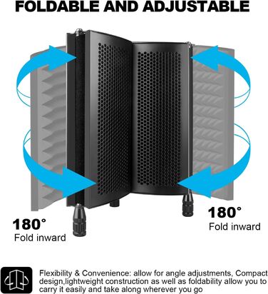 Акустичний ізоляційний екран для мікрофона AOKEO AO-504, поп-фільтр та звукопоглинаючий щит (регульований)