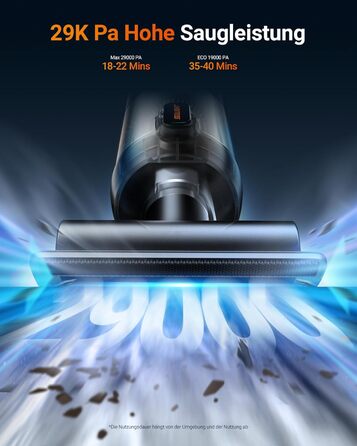 SEALIGHT Автомобільний акумуляторний пилосос 29000Pa з безщітковим мотором, до 40 хв роботи, легке очищення, для дому, авто, шерсті тварин