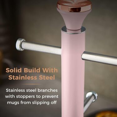 Tower T826132PNK Cavaletto Beaker Stand with Stainless Steel Stopper, Soft Base, Marshmallow Pink and Roségold