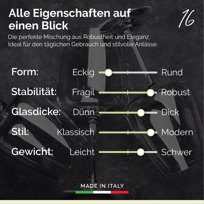 Набір склянок для білого та рожевого вина 16hundred® Moderne | 6 шт. | 450 мл | Італія