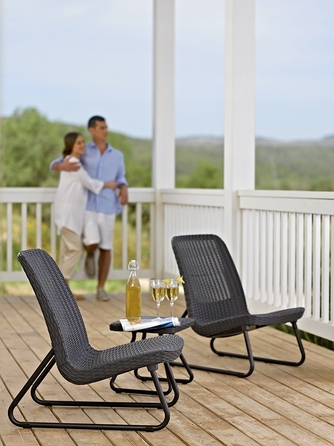 Комплект садових меблів Keter Rio Patio Set для 2 осіб: крісла та столик, антрацит