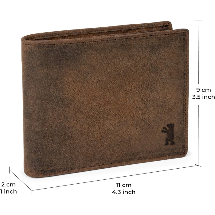 Berliner Bags Vintage Wallet, Portmonee (Coin Wallet) made of Leather, Wallet with TÜV-tested RFID protection, for Men - Brown