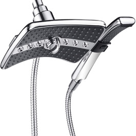 BRIGHT SHOWERS Dual Shower Head Combo Set, Handheld Shower Head, Rainfall Shower Head, Combo with Black Face, 152.4 cm Stainless Steel Shower Hose, (10W6L, Black)