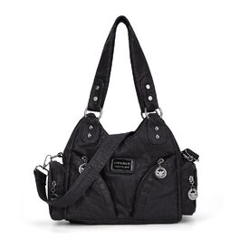 Сумка жіноча TIAASTAP Klein City Bag вінтаж чорна шкіряна через плече Hobo Bag з багатьма відділеннями