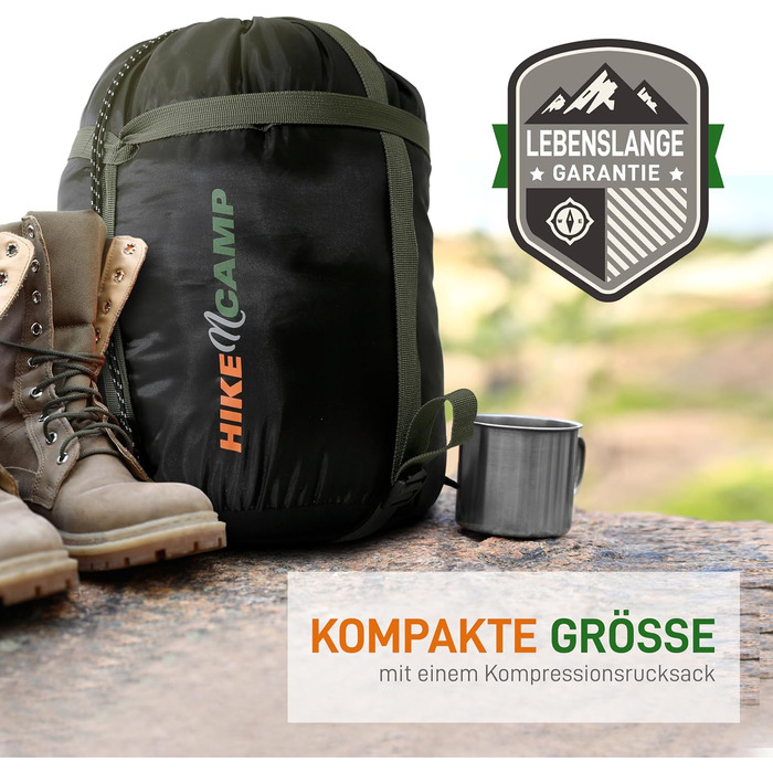 Спальний мішок SereneLife для кемпінгу - теплий, водонепроникний, для зимового відпочинку, температурний режим -15°C до +12°C, з компресійним мішком та подушкою