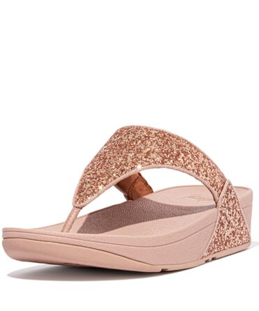 Шльопанці жіночі FitFlop Lulu Glitter рожево-золотисті, з підтримкою стопи 40 EU