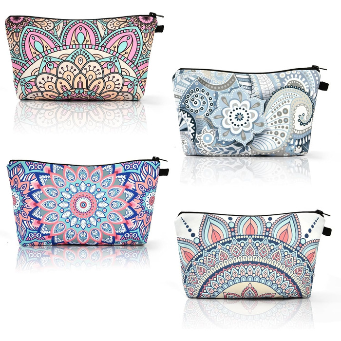 Набір косметичних сумок з брезенту, 4 шт. – Косметичка для подорожей, органайзер для макіяжу, багатофункціональна сумочка з блискавкою, аксесуари для косметики, кольорова
