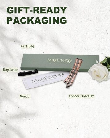 Браслет на руку чоловічий MagEnergy з міді - з 3 потужними магнітами, регульована довжина, інструмент для регулювання розміру