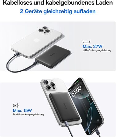 Power Bank Baseus Picogo AM41: 10000mAh, 15W Qi2 Magsafe, PD 27W, USB-C, для iPhone 17/16/15/14/13/12 (Чорний)