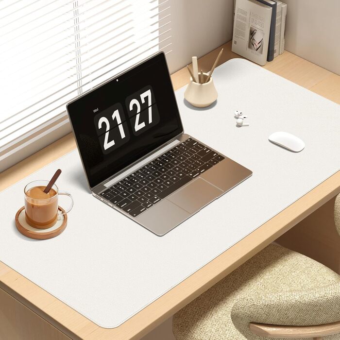Підкладка на стіл Vicwe з PU-шкіри 80x40 см, біла. Килимок для миші, захист столу для офісу та дому