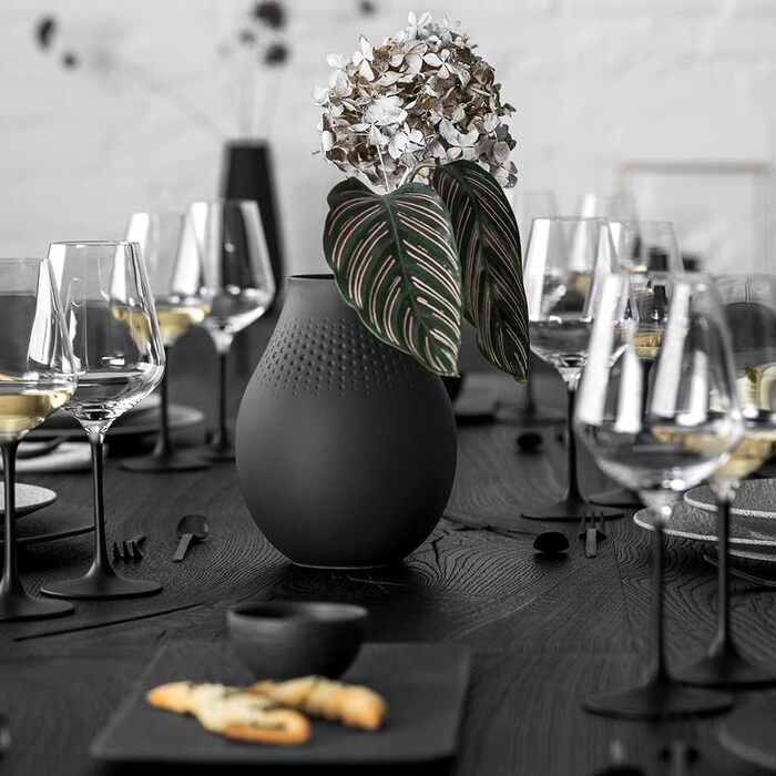 Ваза Villeroy & Boch Collier Noir Perle No. 2, 16 x 116 x 20 см, преміум-фарфор, чорний перламутровий колір