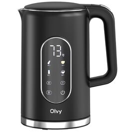 Електричний чайник Olvy 1,7л з регулюванням температури, функцією підігріву та подвійними стінками з нержавіючої сталі, чорний