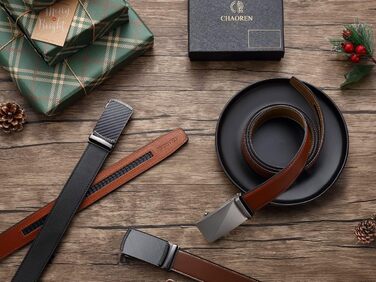 Чоловічий шкіряний ремінь CHAOREN з автоматичною пряжкою, 35 мм, без дірок, регульований розмір, для ділового костюма