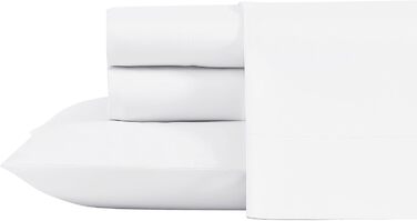 Laura Ashley - Bedding Set for King-Size Beds, Luxurious Satin Cotton, 800 Thread Count, Soft and Smooth Home Decor (Solid, White, King Size Bed)
