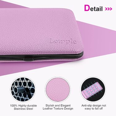 Набір для манікюру та педикюру Leipple - професійний набір інструментів для догляду за нігтями з нержавіючої сталі (18 шт.) з шкіряною косметичкою (рожевий/фіолетовий)