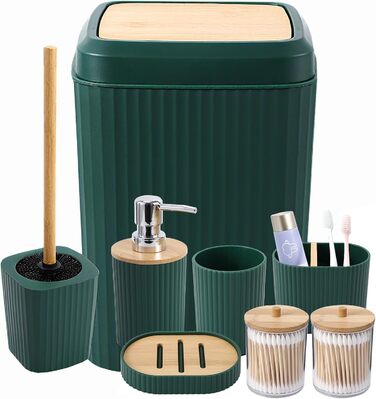 Комплект аксесуарів для ванної кімнати: душовий завіс та килимки (темно-зелений)