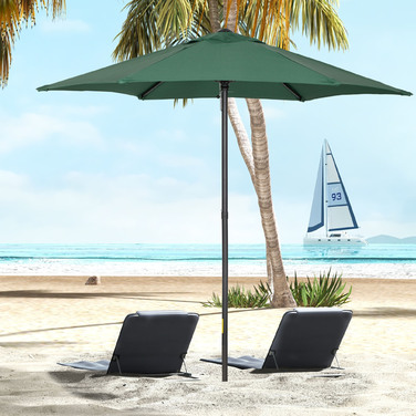 Outsunny Parasol Ø196 cm, Parasol with Tilt Function, Hexagonal Balcony Parasol Beach Parasol Windproof Stable Market Parasol Crank Parasol Sun Protection for Beach Balcony Garden, Green | Aosom