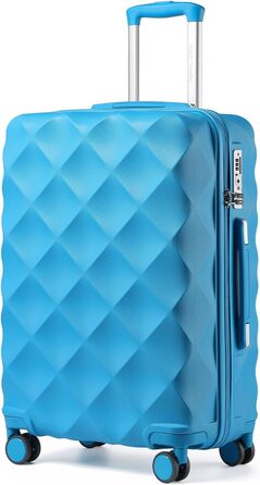 Чохол валіза British Traveller Hartschalenkoffer Groß, 74.5 x 49 x 30.5 см, ABS + PC, TSA-замок, 4 колеса, для подорожей та бізнесу (Світло-блакитний, L)