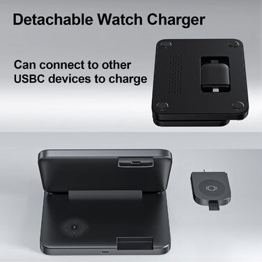 Бездротова зарядка 3-в-1 для Samsung Galaxy: S25/S24/S23/S22, Z Flip 6/5, Z Fold 6/5, Buds3 Pro/Buds3, Watch7/Watch Ultra/Watch6 (Чорний)