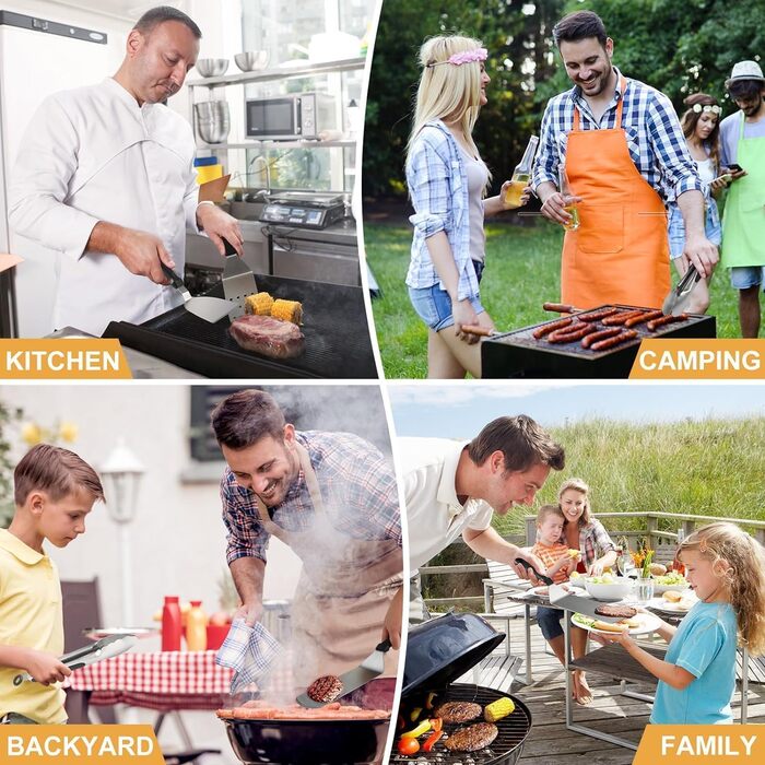 Набір гриль-посуду ZycBernoi: 19 аксесуарів для гриля, плакси посуд з металу, прес для бургерів, дзвоник для плавлення, сумка для транспортування. Ідеально для гриля та BBQ.