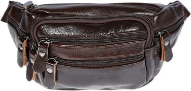 Чоловіча поясна сумка Christian Wippermann з натуральної шкіри - преміум якість, 24x12x6-8 см, 3 відділення на блискавці, регульований ремінь, коричнева