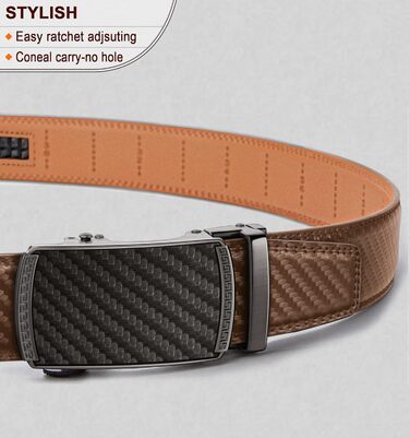 Чоловічий шкіряний ремінь BULLIANT з автоматичною застібкою, ширина 35 мм, регульований розмір 110 см (30'-36' талії)