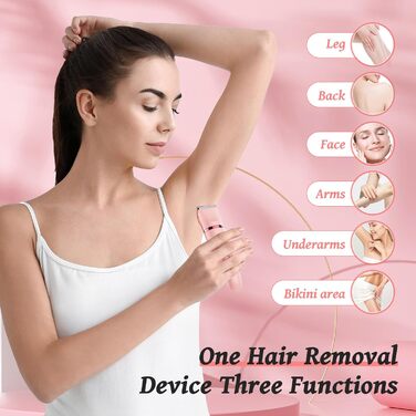 Електричний жіночий тример 3-в-1 для тіла, обличчя та інтимної зони, 3 насадки, IPX7, для жінок