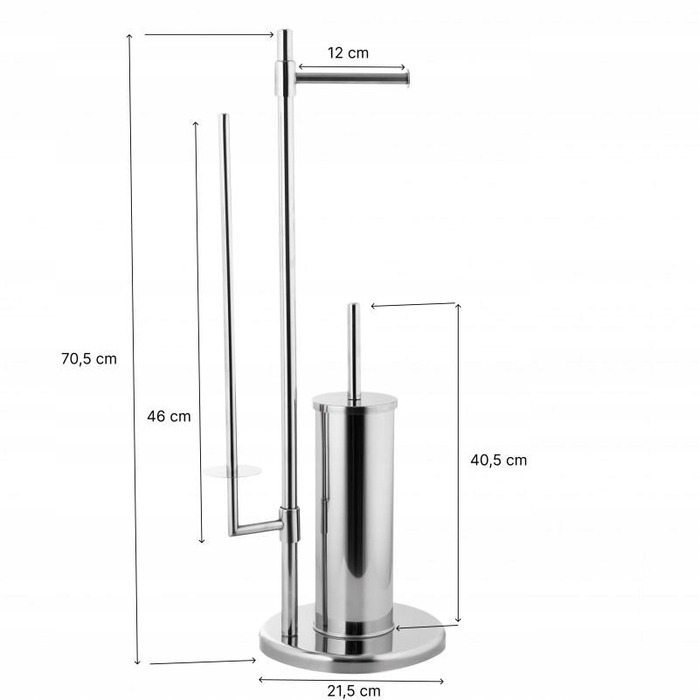 Набір для ванної кімнати Yoka: підставка з тримачем для туалетного паперу та йоржик, хром