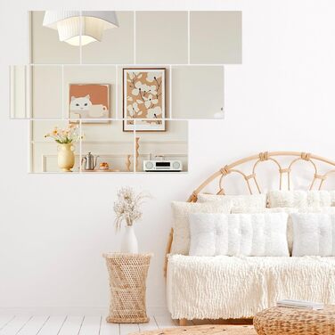 Клейкі дзеркала Hode, 4 шт., 30x30 см, акрил 2 мм - для ванної, вітальні, шафи