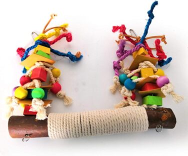 Bird Toy, Bird Toy for Birds, Parrots, Swing, Natural Wood Chew Toy, Hanging, Bird Toy Wooden Bell, Bird Swing, Chewing Accessories, Colorful Wooden Ferris Wheel