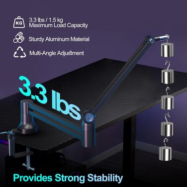 Кріплення для мікрофона на шарнірній стійці (Boom Arm) для Blue Yeti, до 1.5 кг, з адаптером 3/8' - 5/8'