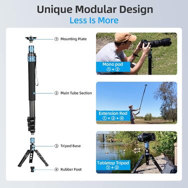 Штатив монопод Sirui P-424FL+VH-10, 160 см, карбон, 12 кг, 4 секції, для фото та відео
