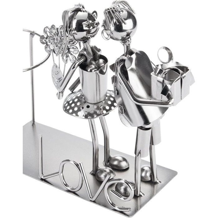 BRUBAKER Wine Bottle Holder - Loving Couple - Metal Bottle Stand with Greeting Card for Wine Gift