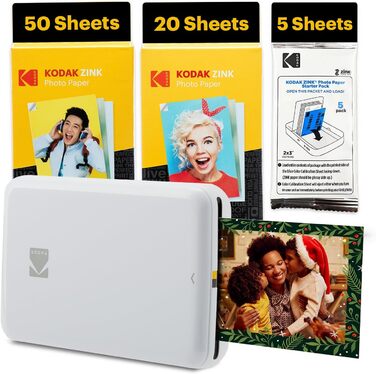 Фотопринтер KODAK Step: миттєвий друк фото зі смартфона, Bluetooth, iOS & Android, білий
