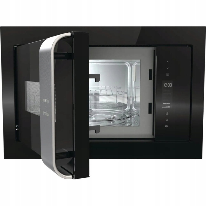 Вбудована мікрохвильова піч Gorenje BM235ORAB, 23 л, з грилем, чорне скло