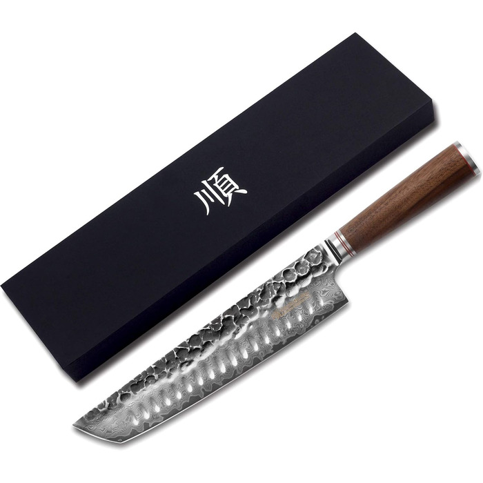 Японський кухонний ніж YOUSUNLONG Gyuto 255мм з дамаської сталі - професійний кухонний ніж з дерев'яною ручкою та піхвою