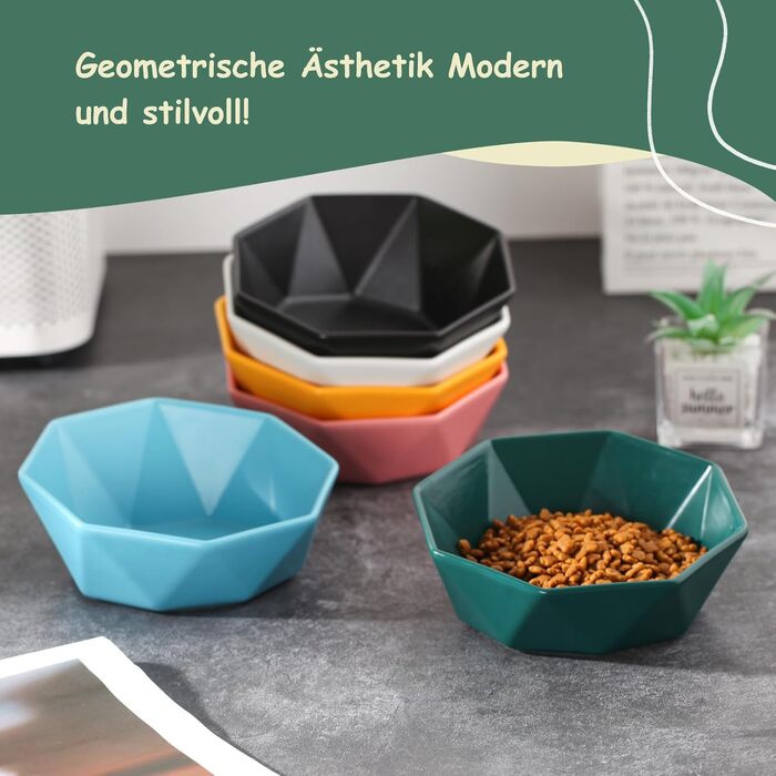 Керамічна годівниця для котів та собак на підставці, нахилена, зелена