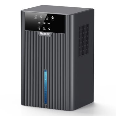 Електричний осушувач повітря Tipkook 2400 мл з автоматичним відтаненням, 10 кольорових світлодіодів, таймером 8/12/24 год, портативний для ванної, спальні, кухні, шафи, срільно-сірий